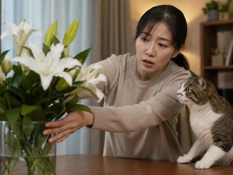 꽃다발 속 백합 한 송이도 위험, 고양이는 꽃가루와 화병 물까지 주의
