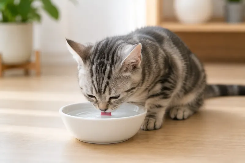 고양이 물그릇에 미끈한 막이 생겼다면, 물만 갈지 말고 매일 씻어야