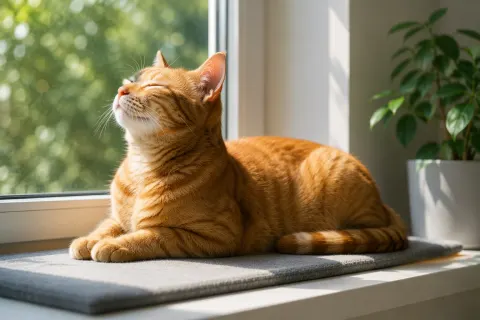 창가 햇빛 오래 쬐는 고양이, 귀 끝 붉어지면 일광성 피부염 살펴야