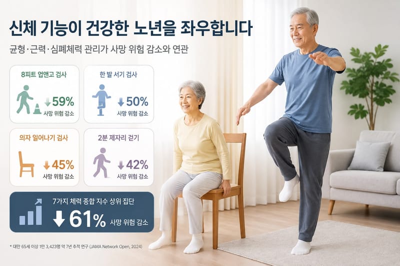 한 발 서기와 의자 일어나기, 65세 이후 건강상태 보여주는 신호 될까