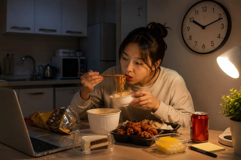 저녁에 하루 칼로리 몰아먹는 식습관, 대사증후군 위험과 연관