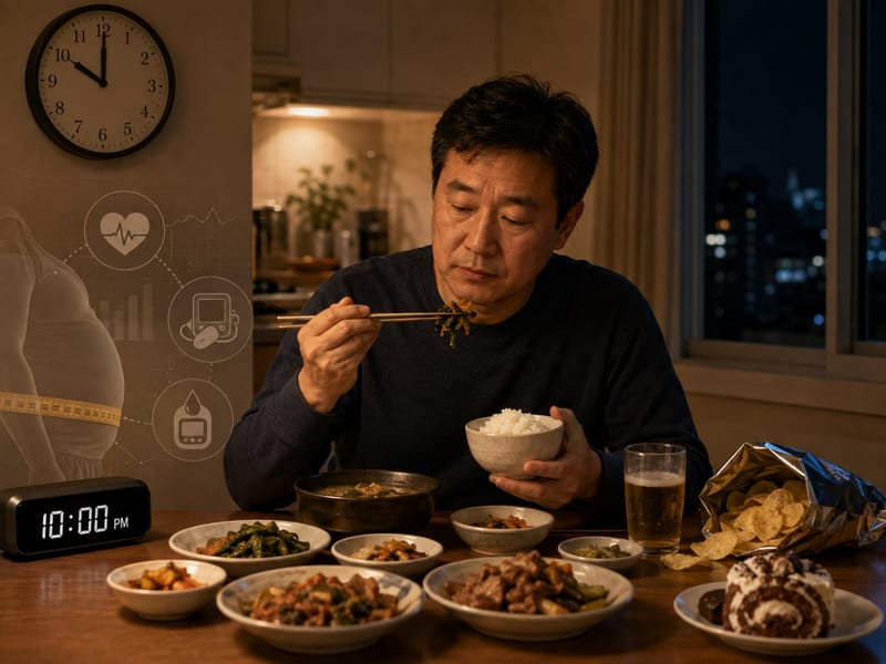 늦은 저녁에 하루 섭취 몰리면 대사증후군 위험 높아질 수 있다