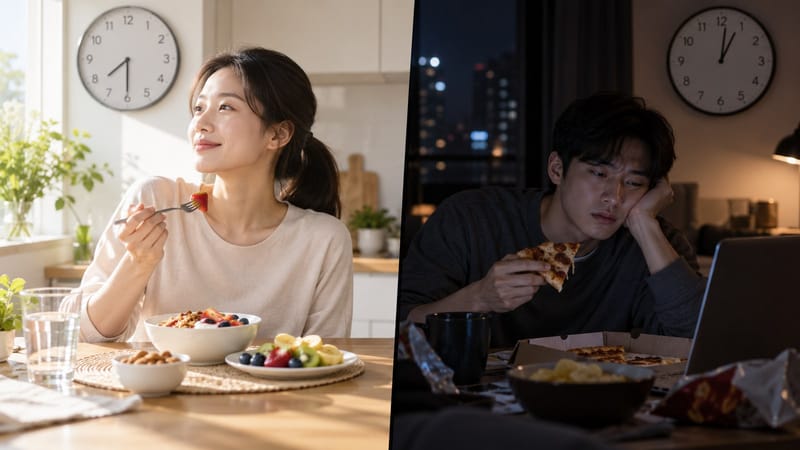아침 늦게 먹고 자정 넘겨 야식, 식사 시간이 건강수명 좌우할까 부제목