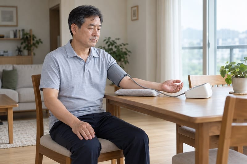 가정혈압 측정, 재기 전 5분 휴식과 바른 자세가 중요