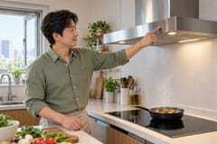 인덕션 써도 주방 환기는 필요, 조리 시작할 때 후드 켜야