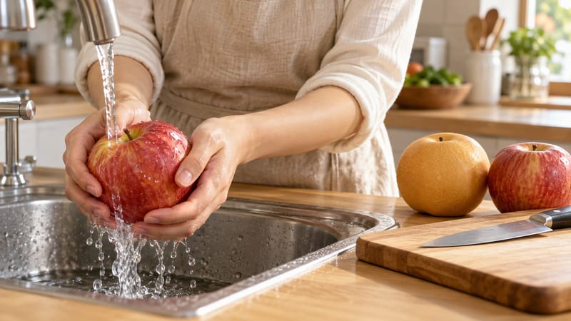 껍질 벗겨 먹는 과일도 자르기 전에 씻어야 하는 이유