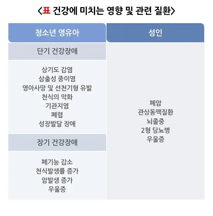 간접흡연 건강문제 설명 이미지 1
