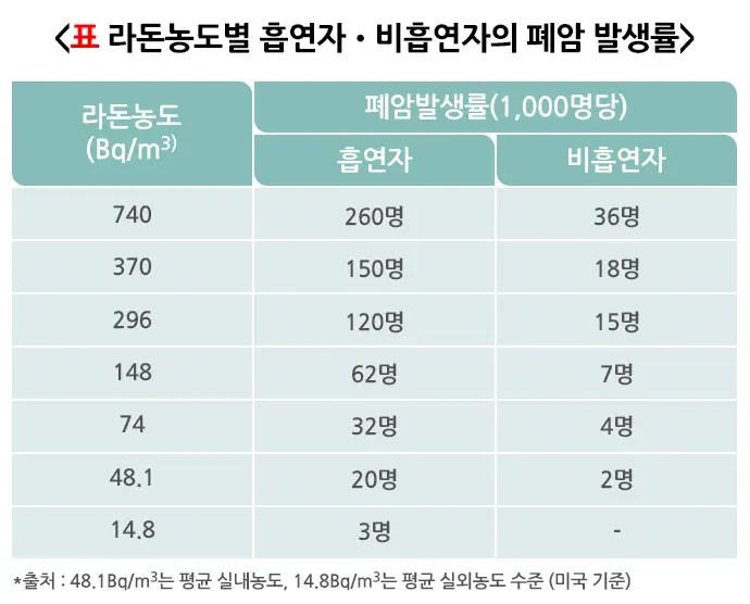 생활 속의 라돈 건강에 미치는 영향 설명 이미지 1