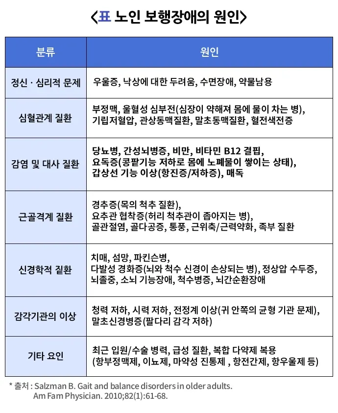 노인 보행장애 원인 설명 이미지 1