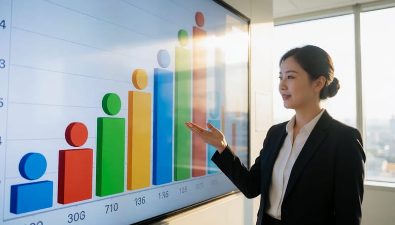 세대별 손해율 차이를 그래프로 설명하는 분석가