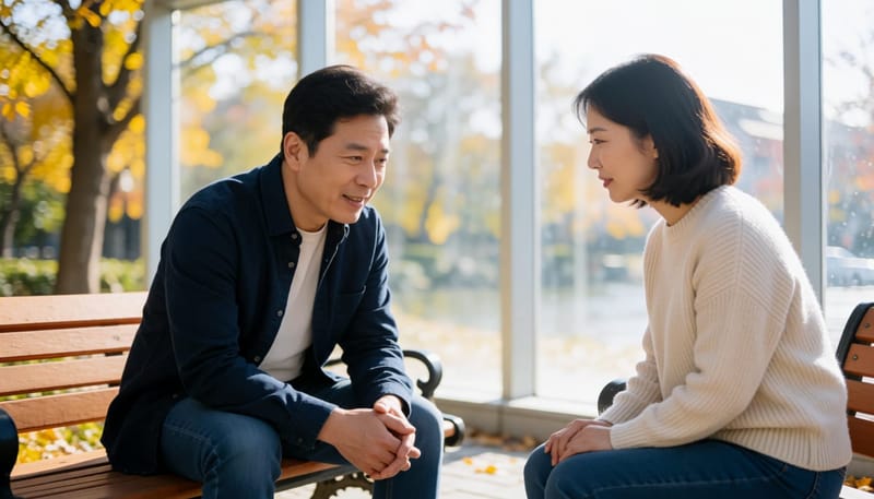 통증 정도를 가늠하듯 발뒤꿈치를 살펴보는 남성의 모습
