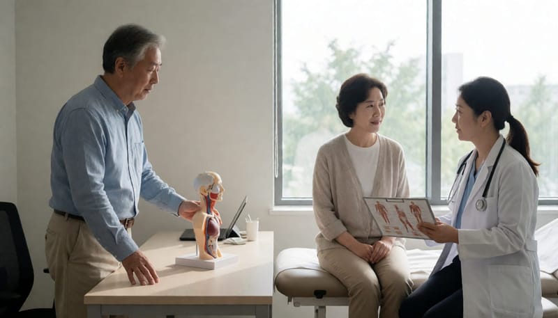 남녀 각각 다른 원인으로 진료받는 비뇨기과 진료실 모습