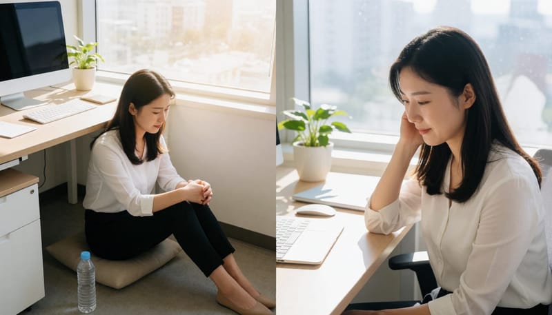 업무 중 틈틈이 스트레칭하며 몸을 관리하는 모습