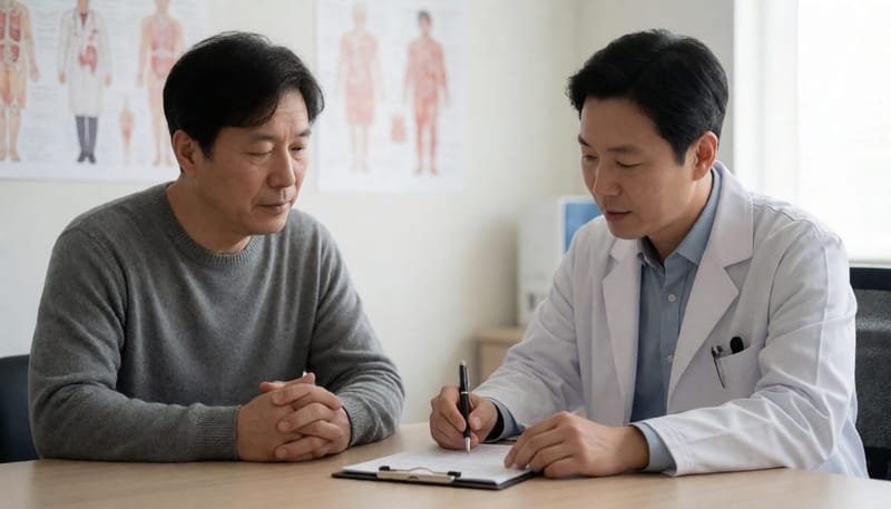 진료실에서 의사와 환자가 상담하는 장면