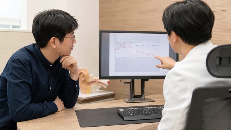 청력도를 함께 확인하며 진행하는 상담 과정