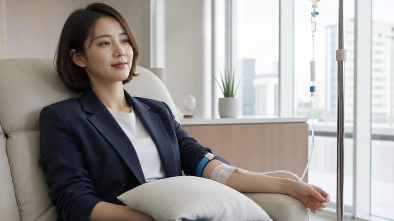 정맥 수액 처치를 받는 모습(예시 이미지)