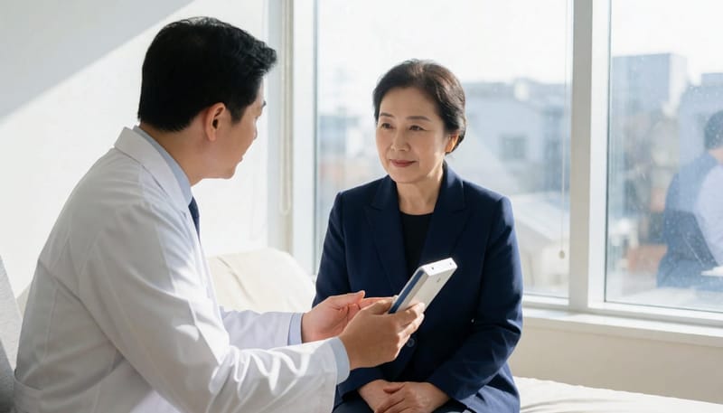 검사 결과를 바탕으로 치료 방향을 상담하는 장면