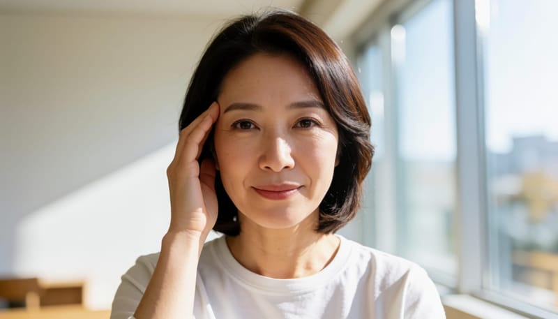 두통과 턱 통증을 느끼며 얼굴을 찡그리는 여성의 클로즈업