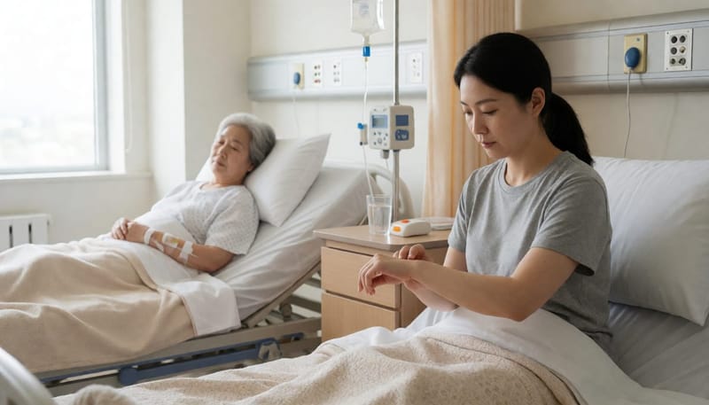 연령대가 다른 두 환자의 수술 후 회복실 풍경