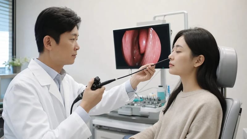 증상이 10일 이상 이어지면 비강 내시경 등 검사로 원인을 확인합니다.
