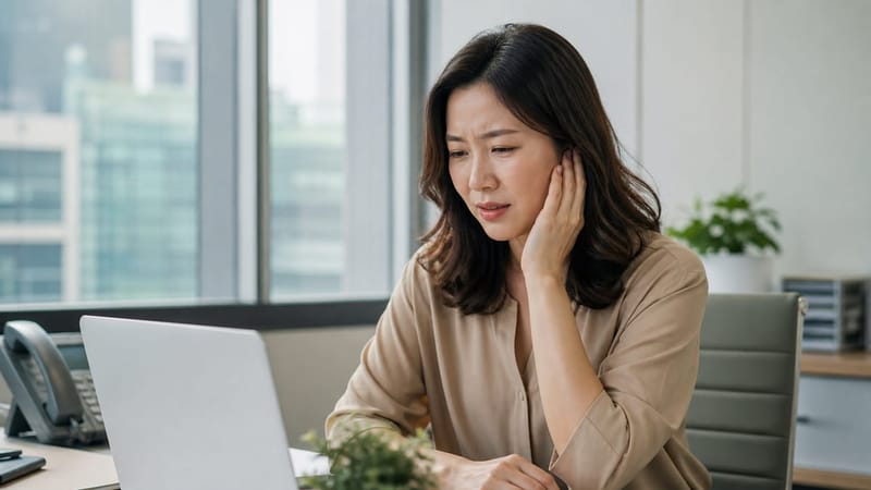 사무실에서 문득 귓속 소리를 알아차리는 순간