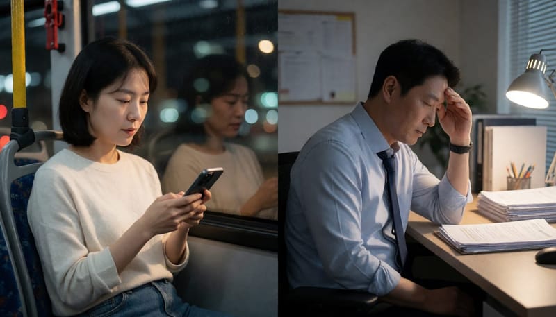 20대 여성과 40대 남성의 서로 다른 소진 모습 비교