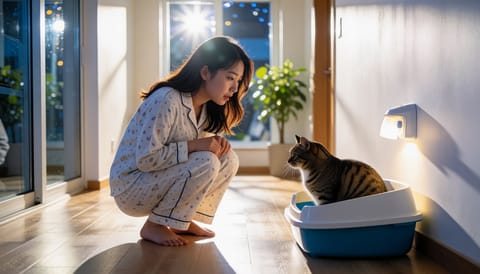 새벽마다 화장실 들락이는 고양이, 방광염 스트레스성 재발일까요