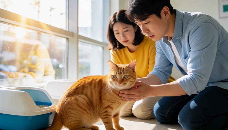 수컷 고양이가 소변을 아예 못 보는데, 응급인가요