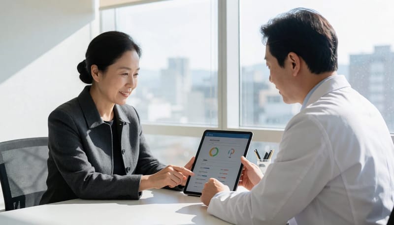 검사 결과를 두고 치료 방법을 상담하는 모습
