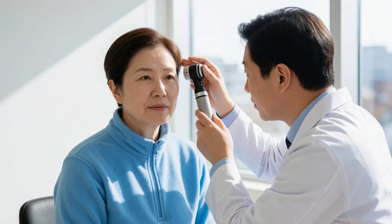 모낭 밀도와 모발 굵기를 확인하는 두피 정밀 검사 장면