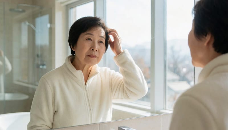 탈모가 진행되면 거울 앞에서 헤어라인을 확인하는 시간이 길어집니다.