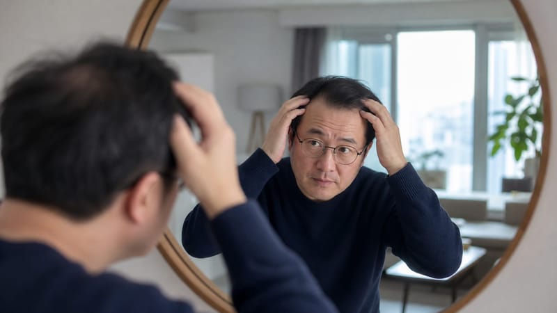 탈모 초기에는 이마와 정수리 라인의 변화부터 살펴보는 것이 도움이 됩니다.