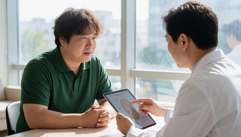 모발이식 수술 전 상담에서는 탈모 진행 양상과 공여부 모발 밀도를 함께 확인합니다.