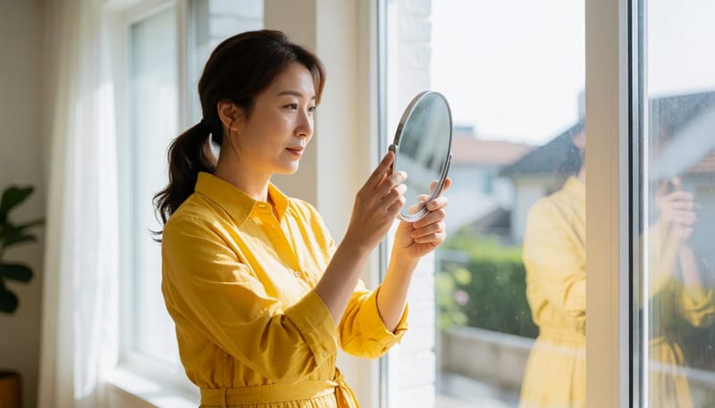 회복 과정에서 두피 상태를 확인하는 모습