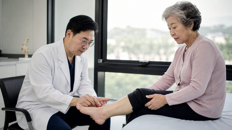 발 감각이 둔감한 경우 작은 손상도 세균 감염으로 이어지기 쉬워 정기적인 발 상태 확인이 필요합니다.