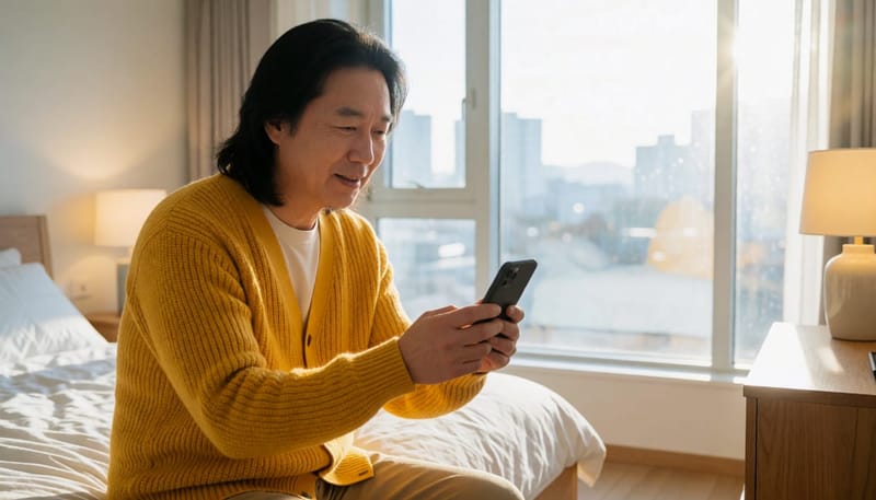 발톱이 두꺼워지고 색이 변한 모습을 살펴보는 장면