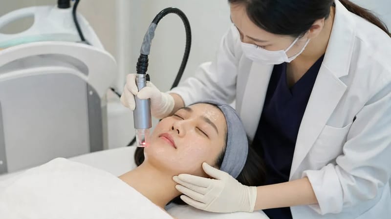 레이저 시술로 흉터 표면을 정리하는 모습