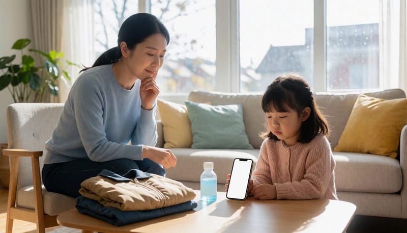 아이 상태에 따라 대처 방법을 고민하는 엄마
