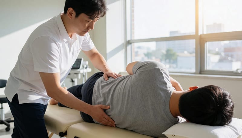 추나요법 치료를 받고 있는 환자의 모습