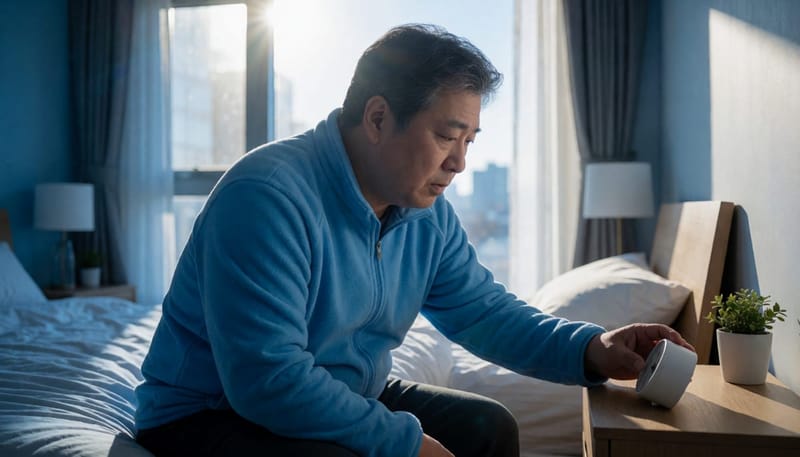책임과 걱정이 많아지는 중년, 불면증은 이른 각성으로 나타나는 경우가 많습니다.