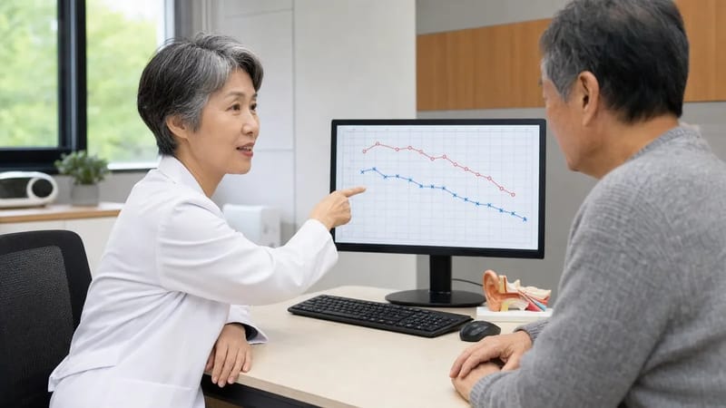 청력검사 결과 상담은 오디오그램을 함께 보며 이뤄지는 경우가 많습니다