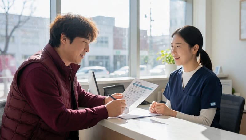 건강검진 패키지에서 청력검사를 선택 항목으로 추가하는 모습