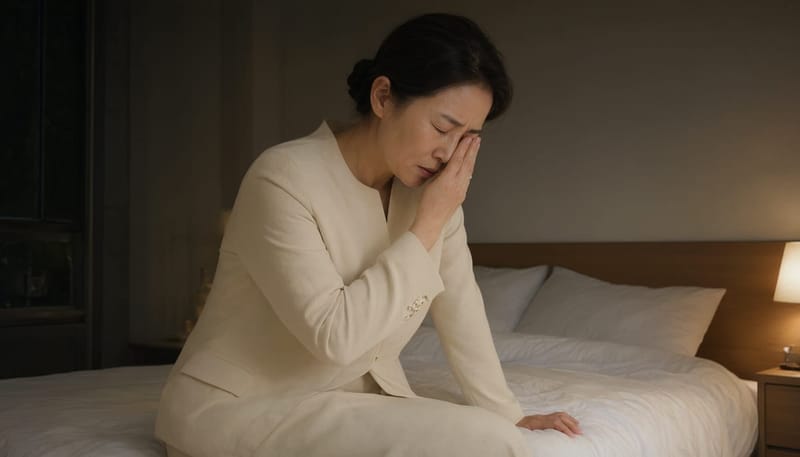 한밤중 갑자기 어지럼증을 느껴 깨어난 모습