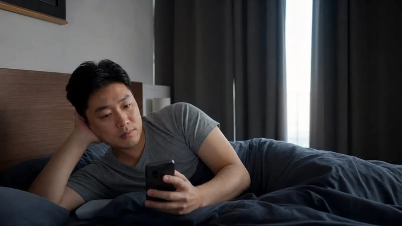 야간근무 후 낮에 잠을 청하지만 쉽게 들지 못하는 모습
