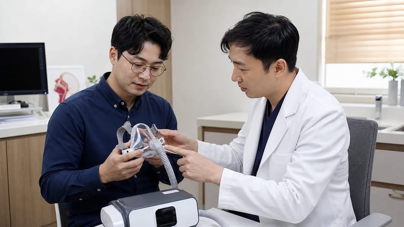 수면다원검사는 센서를 부착한 상태로 밤새 수면 상태를 기록하는 방식으로 진행됩니다.