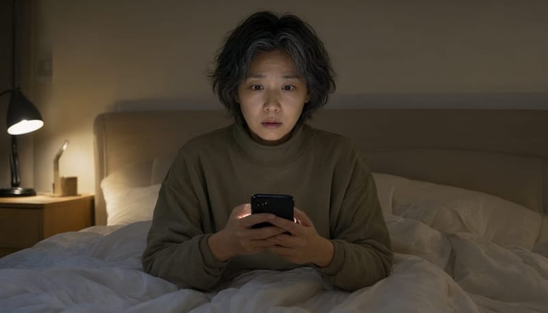밤에 잠을 이루지 못하고 뒤척이는 모습