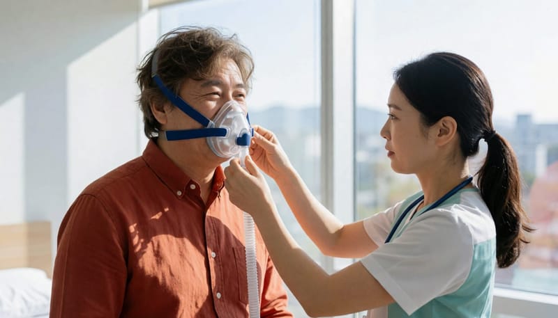 양압기 마스크는 처음 착용할 때 압력과 크기 조절에 며칠이 걸릴 수 있습니다