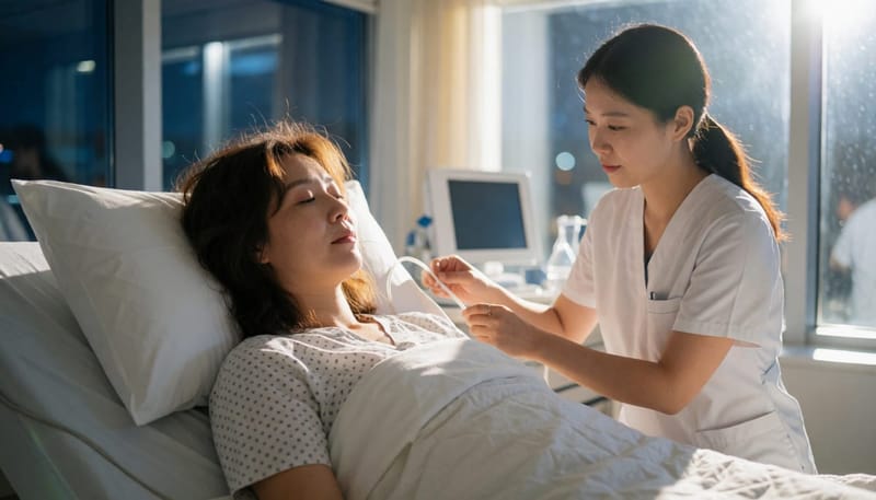 수면다원검사는 하룻밤 동안 뇌파와 호흡, 산소포화도를 함께 기록합니다.