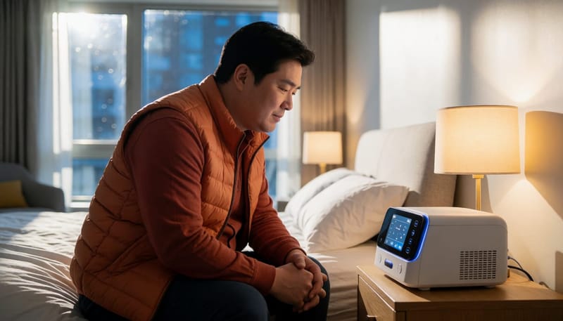 자동양압기는 호흡 상태에 따라 압력을 스스로 조절합니다.