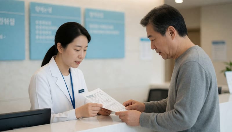 검진과 진단 비용 기준을 안내받는 환자